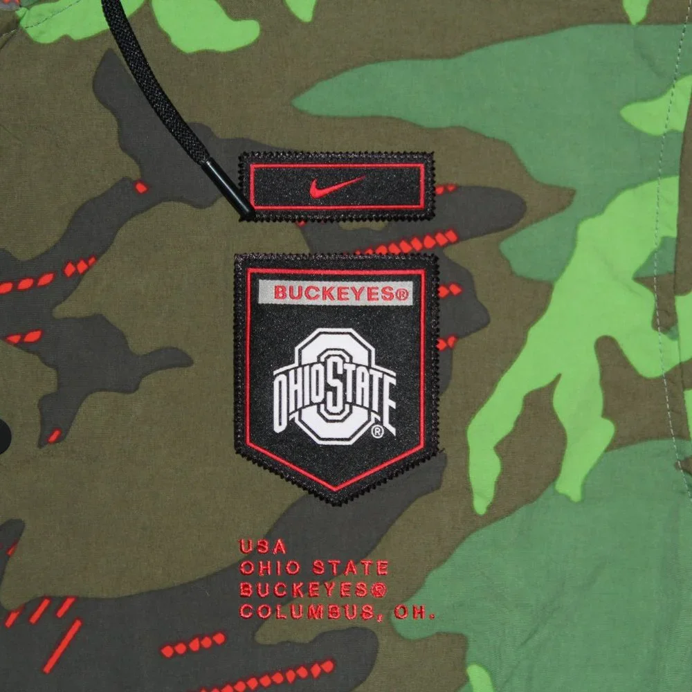 Nike Ohio State Buckeyes On Field Camo Woven Jacket Mens L Military